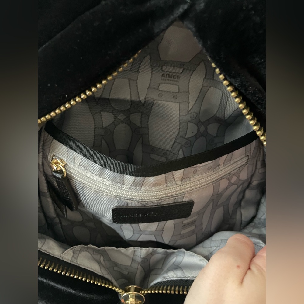 Aimee Kestenberg Tamitha Backpack Purse. Leather/velvet with gold accents. - Picture 4 of 13